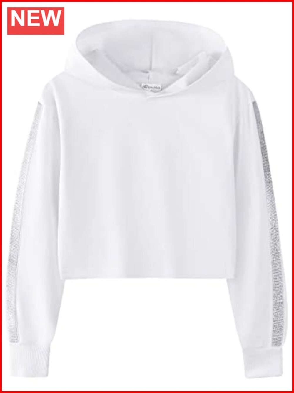 Girls Sparkle Long Sleeve Crop Top Hoodie Pullover Sweatshirt